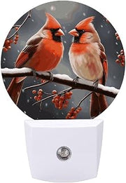 Cute Cardinal Birds Night Light LED Plug-in Wall Nightlights