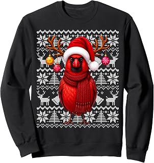 Xmas Ugly Sweaters Festive Santa Cardinal Bird Christmas Sweatshirt