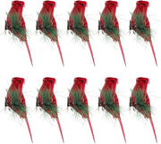 Cardinal Artificial Clip on Bird Ornament 10pcs Christmas