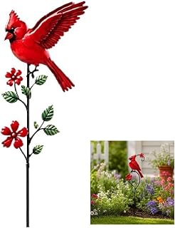Red Cardinal Decor Garden Stake, Cardinal Bird Figurine Decor (Bright Red)