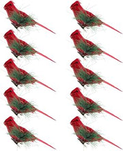 Artificial Red Cardinal Bird Ornament with Clip 10pcs