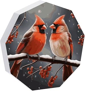 Cute Cardinal Birds Acrylic Desktop Ornament Nine Sided Shape