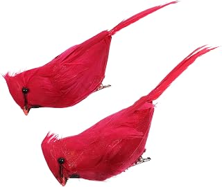 2pcs Lifelike Cardinal Bird Ornament Clip on Foam Decoration for Trees