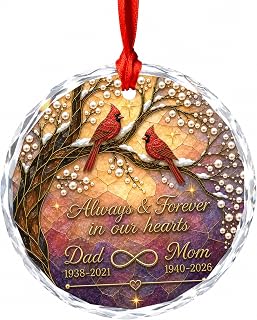 Cardinal Memorial Glass Ornament, Personalized Remembrance Gift
