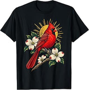 Northern Cardinal Dogwood Backyard Birdwatching T-Shirt