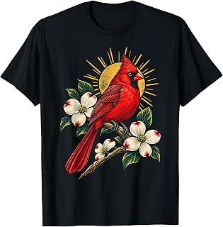 Northern Cardinal Dogwood Backyard Birdwatching T-Shirt