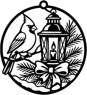 Rustic Cardinal Wall Art Whimsical Lantern Wall Decor for Home Decor (Black,32inch)