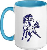 Newell-Fonda Mustangs Ceramic Mug, Blue/White, 15oz