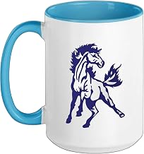 Newell-Fonda Mustangs Ceramic Mug, Blue/White, 15oz