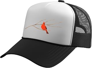 Red Cardinal Bird on a Branch Trucker Hat with Adjustable Mesh Back