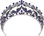 Vintage-style butterfly bridal crown headband (KC gold and white diamond + sapphire blue diamond)