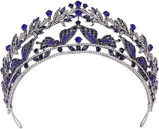 Vintage-style butterfly bridal crown headband (KC gold and white diamond + sapphire blue diamond)