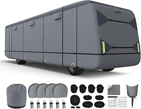 Class A RV Cover for Newell Coach Newell P2000i Bath and Half 2007-2012, Full-Coverage Motorhome Cover with 8 Air Vents, Camper Storage Cover for Class A Motorhomes, for Outdoor Storage