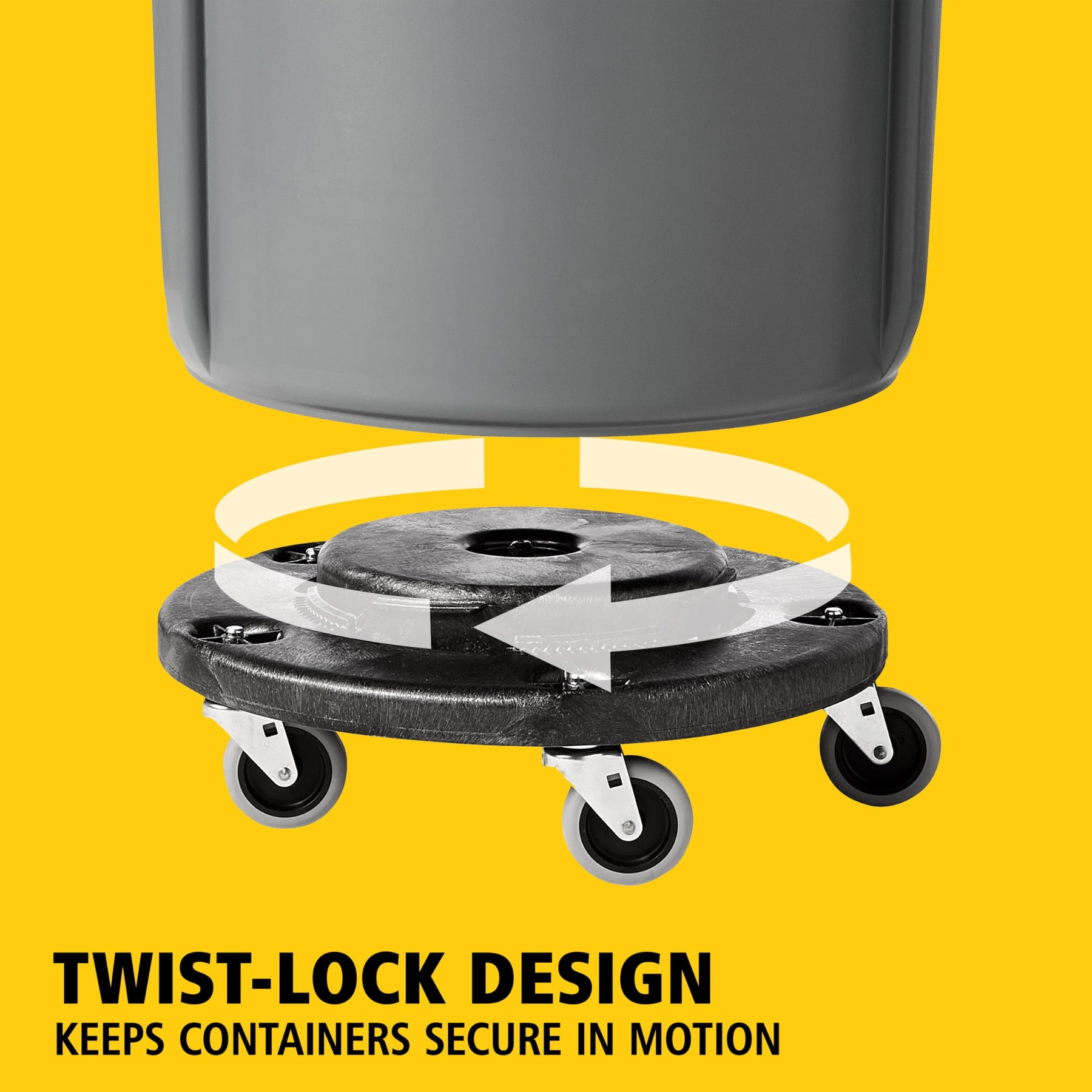 Rubbermaid Commercial Products BRUTE Dolly Black Fits 20 gallon, 32 gallon, 44 gallon, and 55 gallon BRUTE Containers, for Restaurants/Back of House/Offices/Warehouses/Airports/Commercial Environments view 4