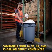 Rubbermaid Commercial Products BRUTE Dolly Black Fits 20 gallon, 32 gallon, 44 gallon, and 55 gallon BRUTE Containers, for Restaurants/Back of House/Offices/Warehouses/Airports/Commercial Environments view 5