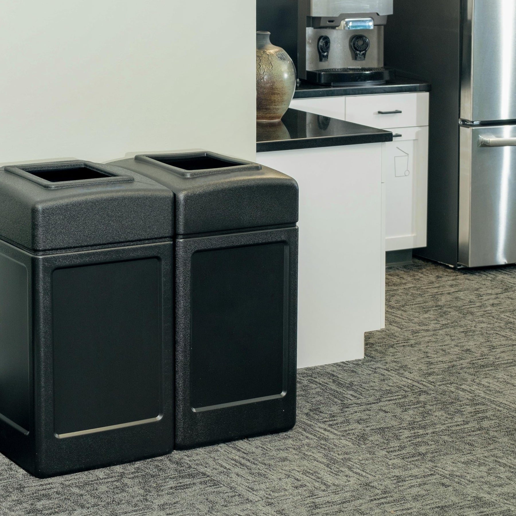 Commercial Zone 732101 Open-Top Indoor/Outdoor Square 42 Gallon Large Waste Trash Container Bin, Black view 3