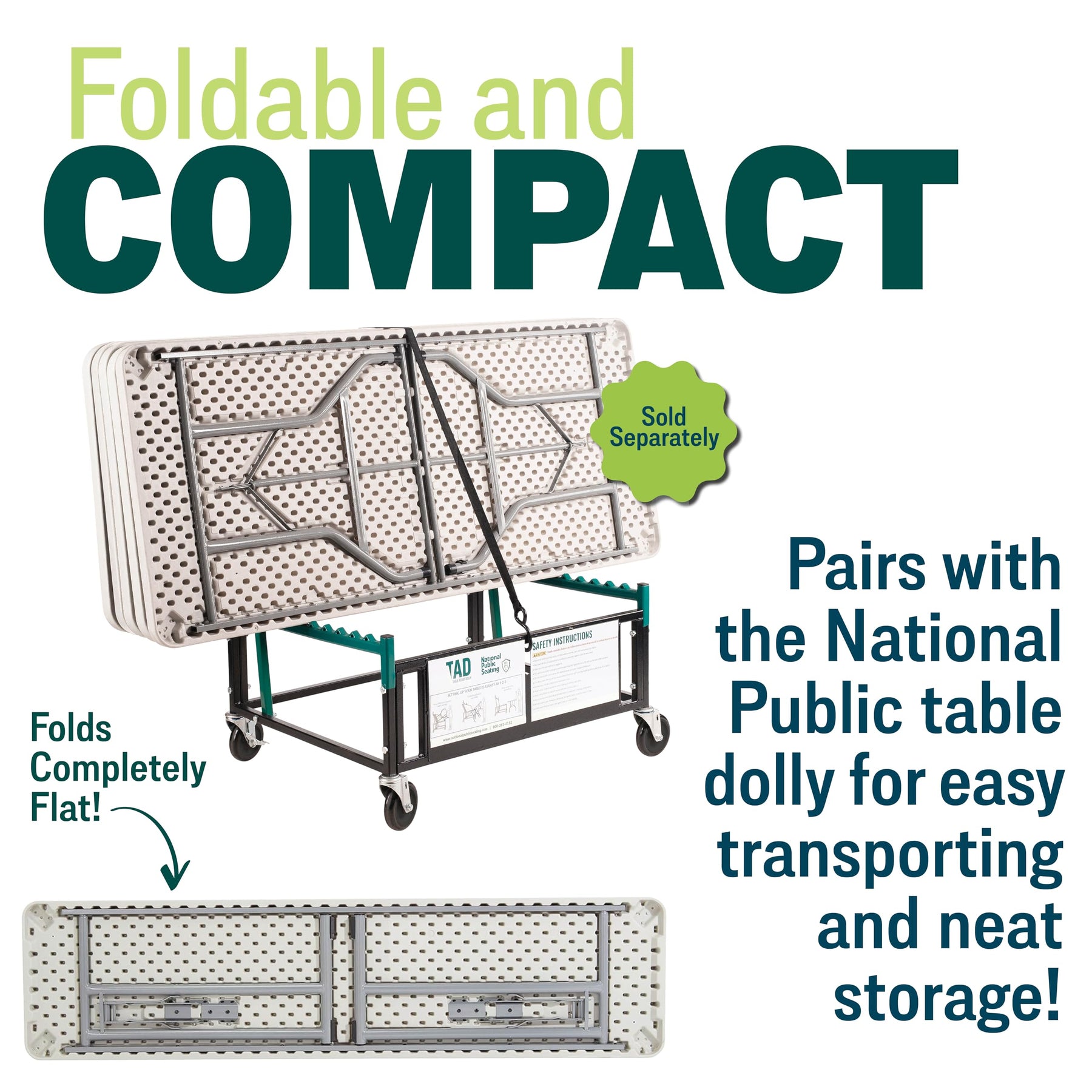 Seminar Folding Table by National Public Seating – 18x72 Portable, Heavy-Duty Foldable Table Indoor/Outdoor Table for Office, Conferences & Training Rooms – Lightweight & Durable, Speckled Gray view 5