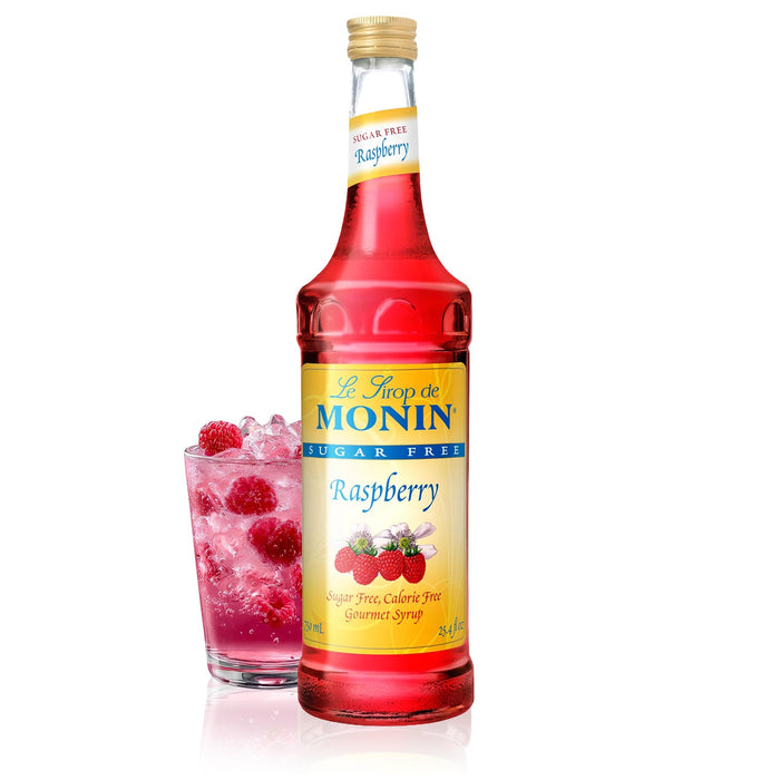 Monin - Sugar Free Raspberry Syrup, Sweet and Tart, Great for Cocktails and Lemonades, Gluten-Free, Non-GMO (750 ml)