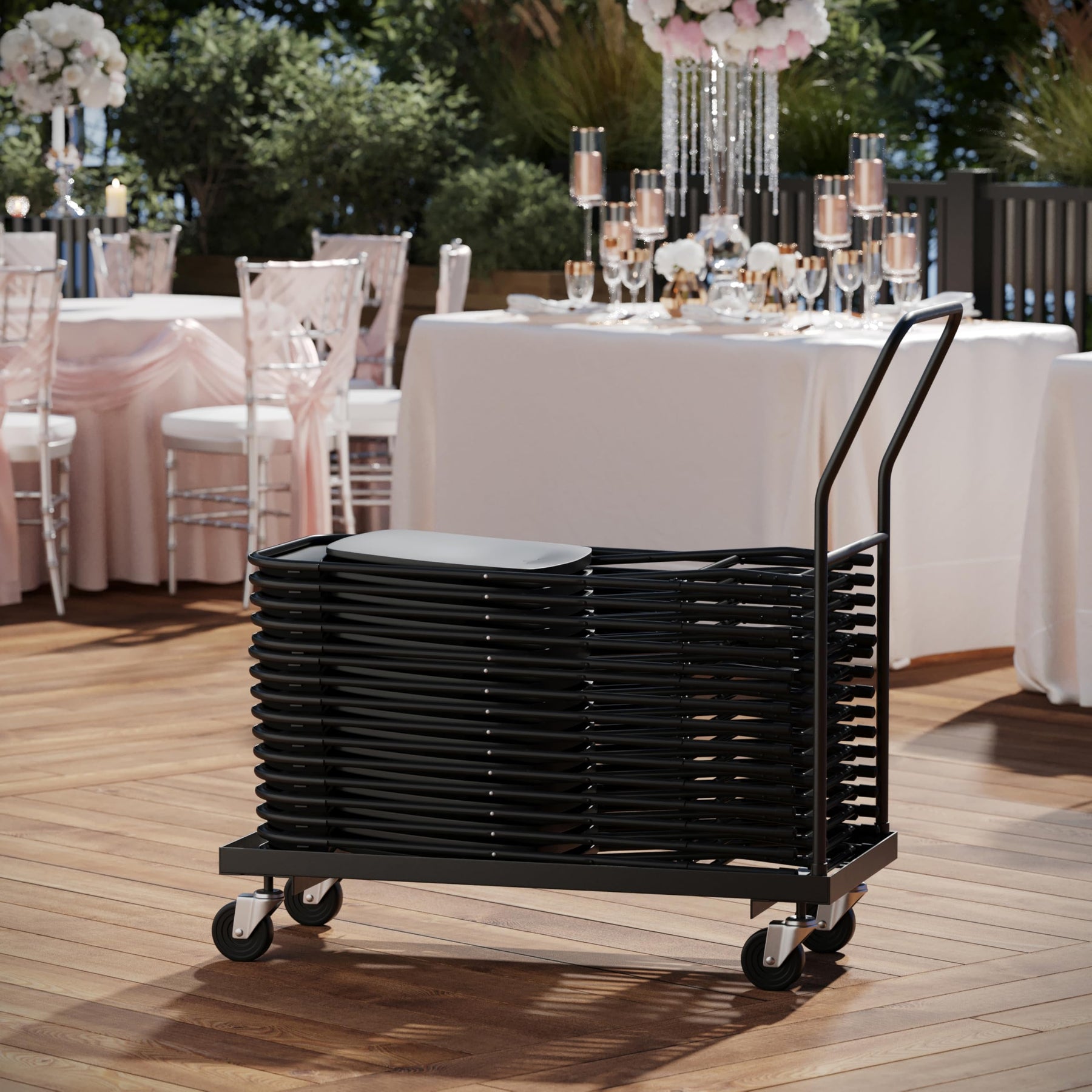 Flash Furniture L-Shaped Folding Chair Dolly, Black view 2