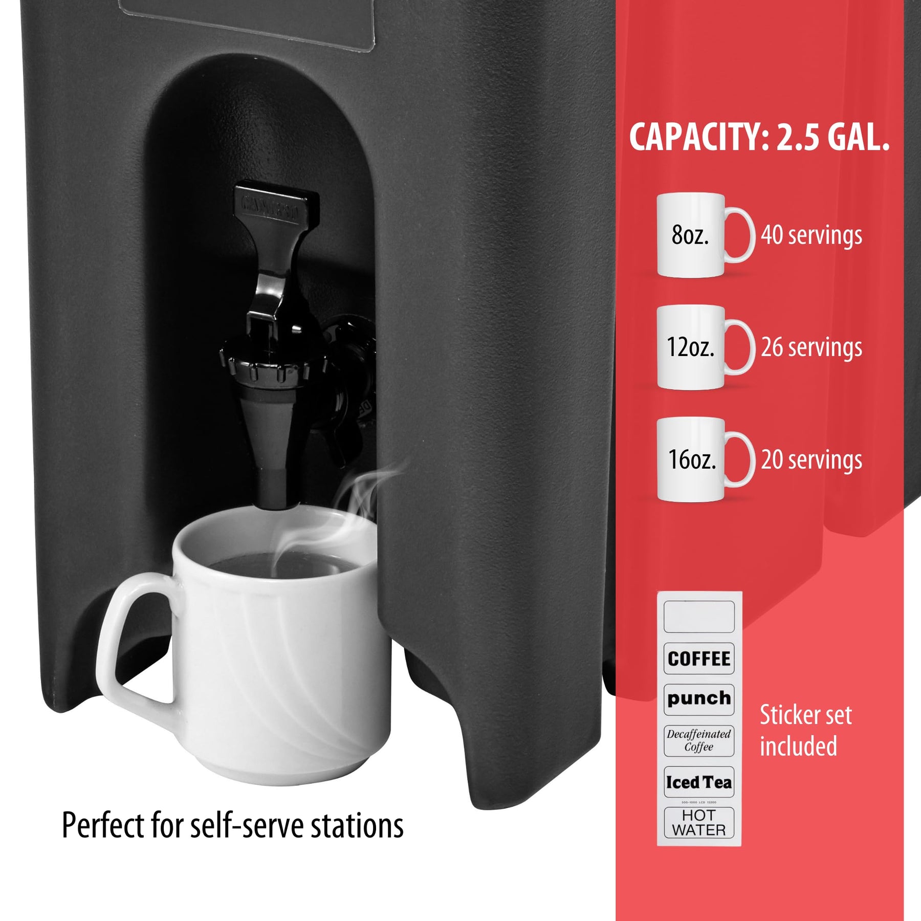 Cambro 250LCD110 Black 2.5 Gal. Beverage Camtainer view 2