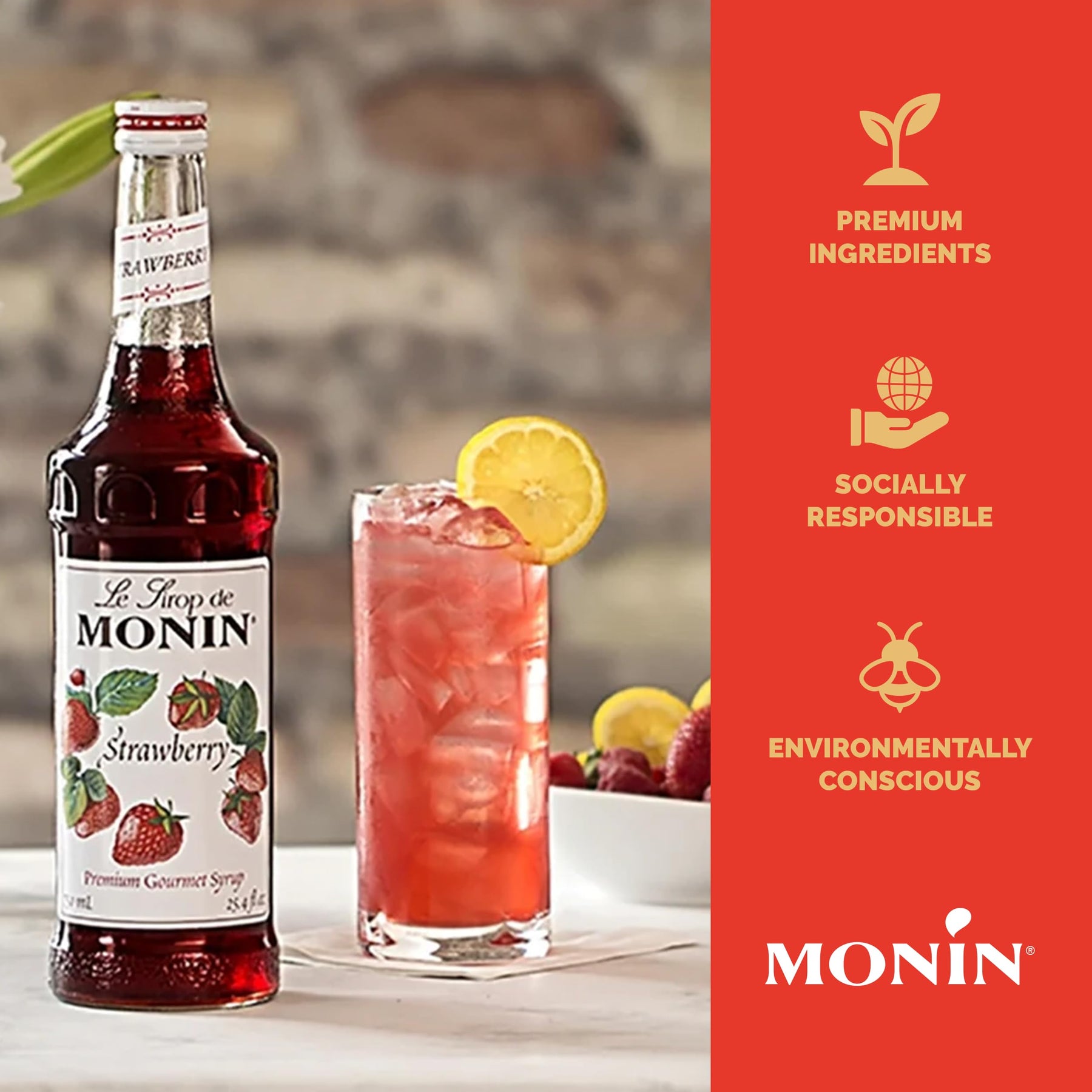Monin Strawberry, 48-Ounce Packages (Pack of 4) view 4