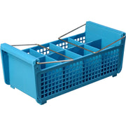 Carlisle FoodService Products Perma-Sil Polypropylene Flatware Basket – Commercial Flatware Organizer with Handles – Dishwasher Rack Accessory, 8 Compartments, Blue