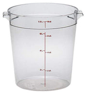Cambro Food Storage Container (12 Pack) - Round Series - 8 QT (Quart) - Commercial Grade for Food Prep (Clear)