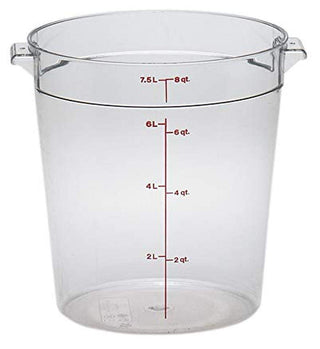 Cambro Food Storage Container (12 Pack) - Round Series - 8 QT (Quart) - Commercial Grade for Food Prep (Clear)