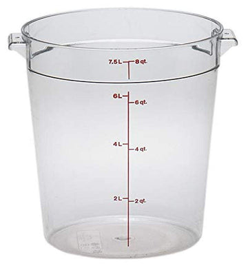 Cambro Food Storage Container (12 Pack) - Round Series - 8 QT (Quart) - Commercial Grade for Food Prep (Clear)