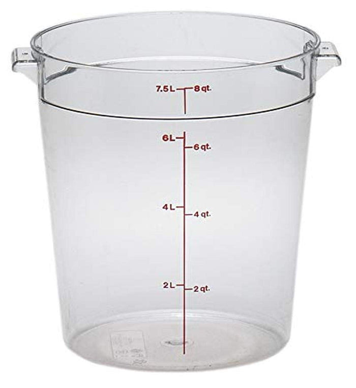 Cambro Food Storage Container (12 Pack) - Round Series - 8 QT (Quart) - Commercial Grade for Food Prep (Clear)