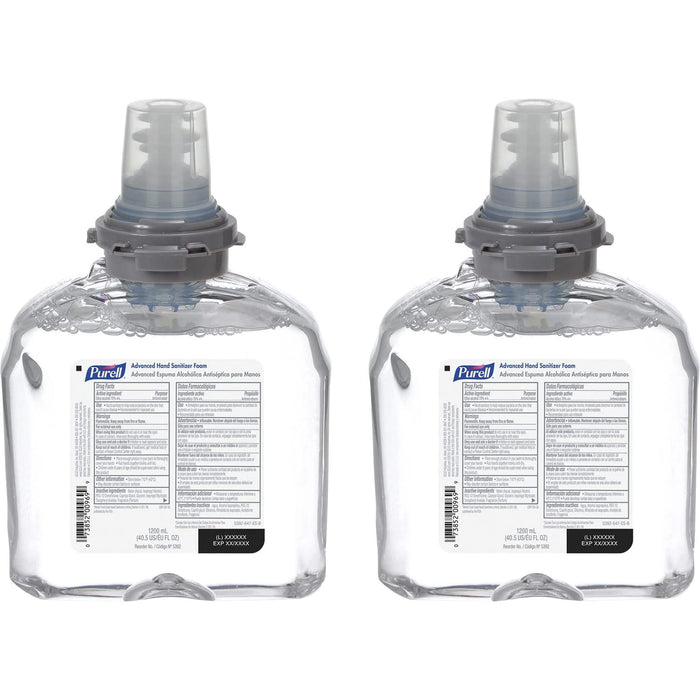 Purell Advanced Hand Sanitizer Foam, Clean Scent, 1200 mL Hand Sanitizer Foam Refill for Purell TFX Touch-Free Dispenser (Pack of 2) - 5392-02