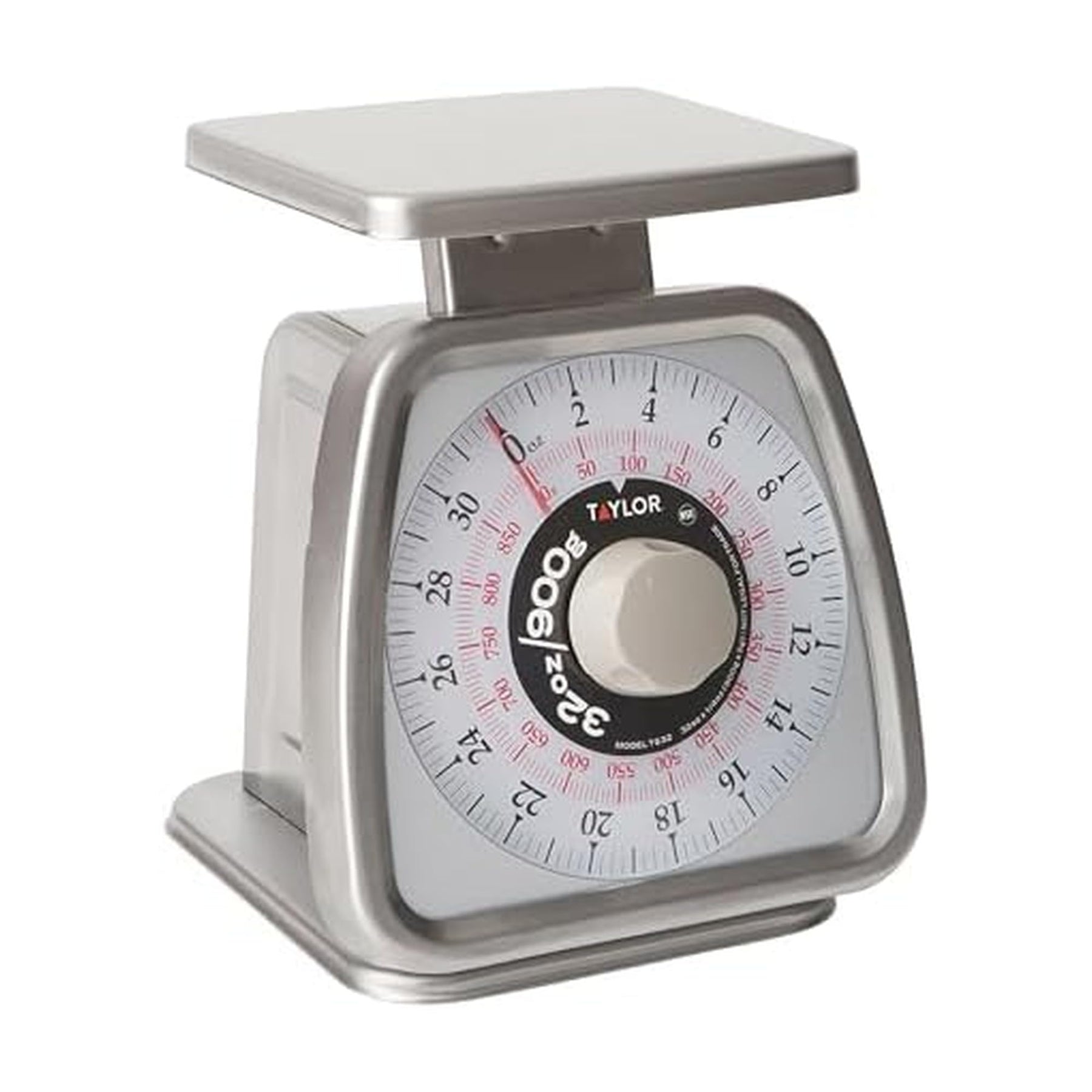 Taylor Mechanical Portion Control Kitchen Scale, Food Scale for Precise Weight Measuring and Portion Control, Rotating Dial Tare Function, NSF, TS32 32OZ, Stainless Steel Platform