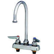 T&S Brass, B-1141, Deck Mounted Workboard Faucet with 4" Centers, 6" Swivel Gooseneck, 2.2 GPM Aerator and Lever Handles, Chrome view 2