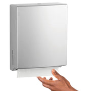 Bobrick Surface-Mounted Paper Towel Dispenser with TowelMate Satin-Finish Stainless Steel 400 C-Fold/525 Multifold Towel Capacity, Anti-Jam Design Refill Indicator Locking Cabinet for Commercial Use (Model B-4262)