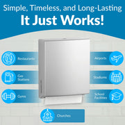 Bobrick Surface-Mounted Paper Towel Dispenser with TowelMate Satin-Finish Stainless Steel 400 C-Fold/525 Multifold Towel Capacity, Anti-Jam Design Refill Indicator Locking Cabinet for Commercial Use (Model B-4262) view 7