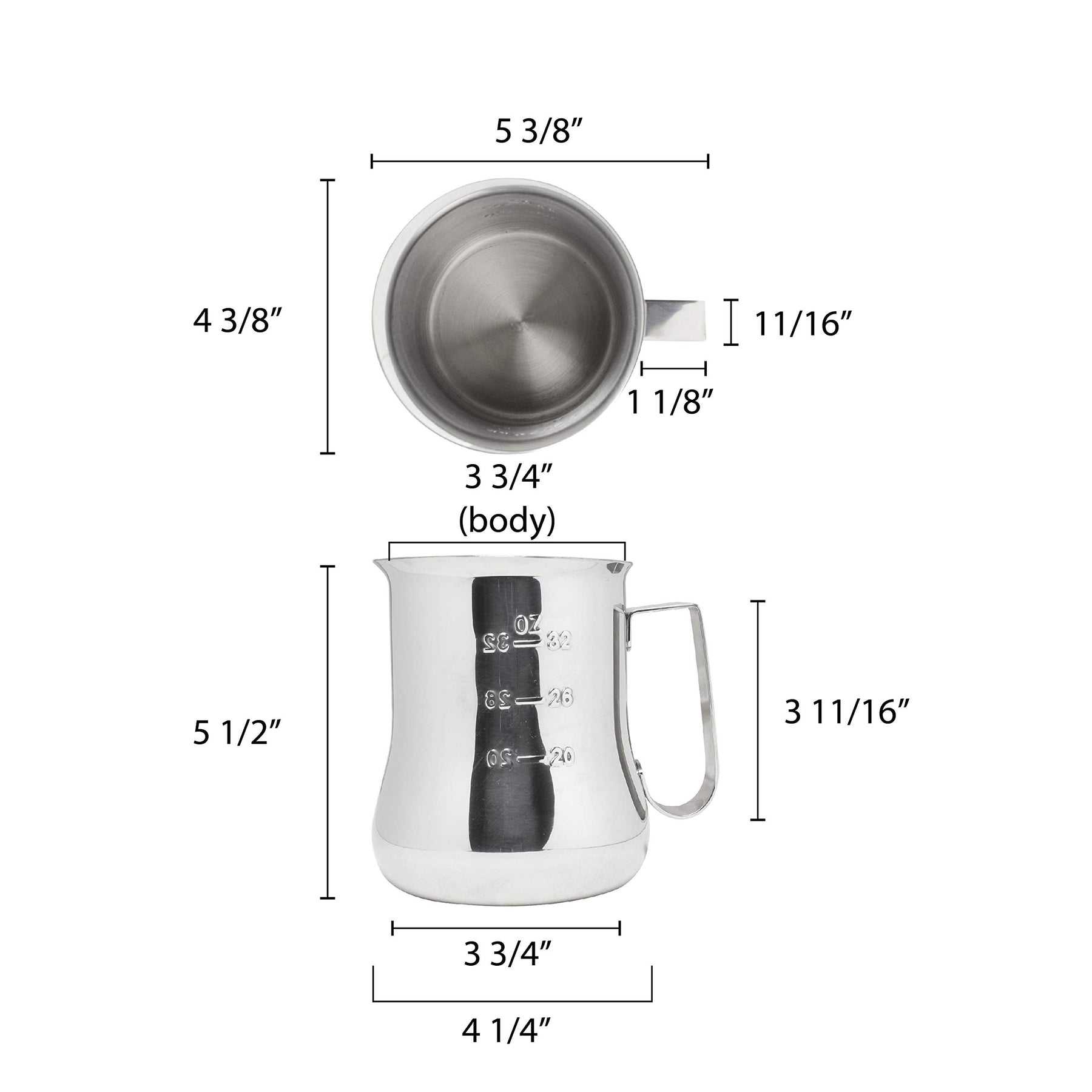 Thunder Group SLMP0040 Expresso Milk Pitcher 40 Oz. Capacity Engraved Measuring Scale view 2