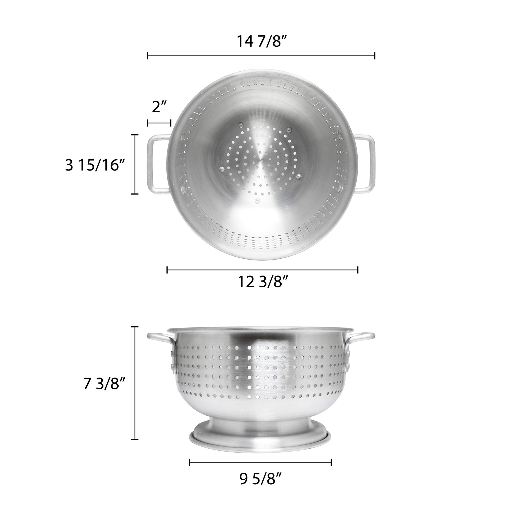 Thunder Group ALHDCO001, 8 Quart Heavy Duty Aluminum Colander, Commercial Pasta Strainer view 2