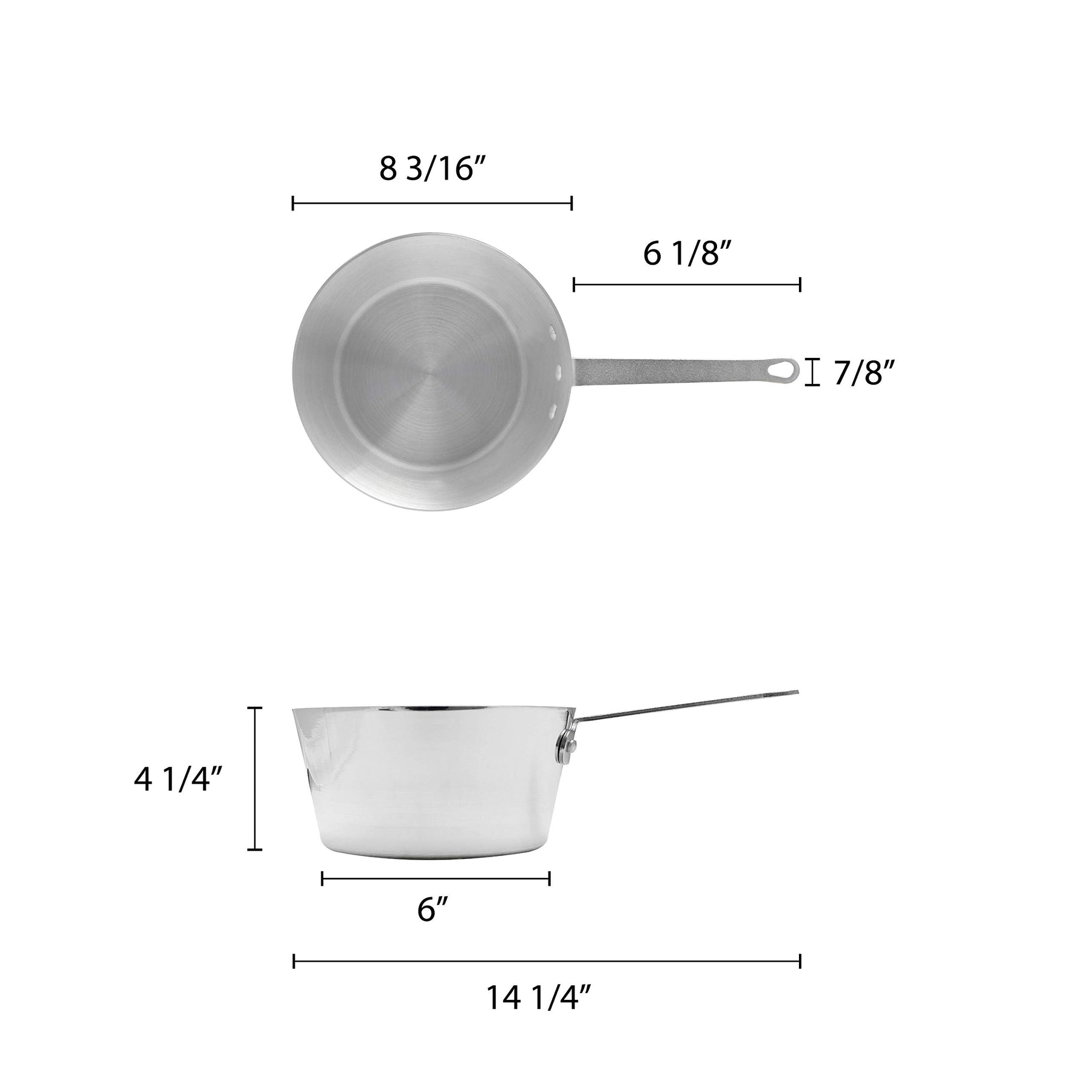 Thunder Group 2.75 quart Aluminum sauce pans mirror finish, comes in each view 2
