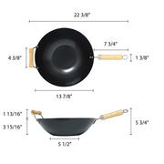 Thunder Group Non-Stick Carbon Steel Wok with Wood Handle, 14-Inch view 2