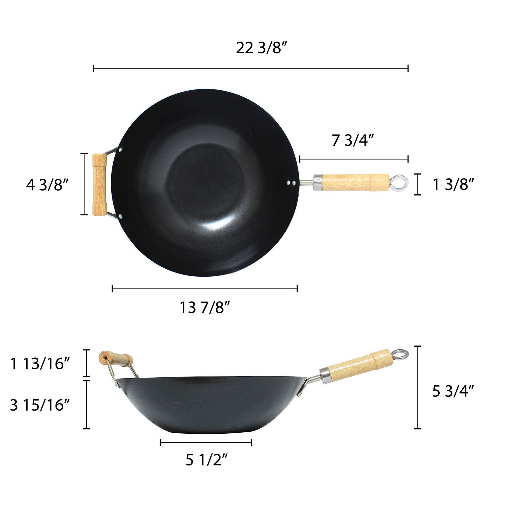 Thunder Group Non-Stick Carbon Steel Wok with Wood Handle, 14-Inch view 2