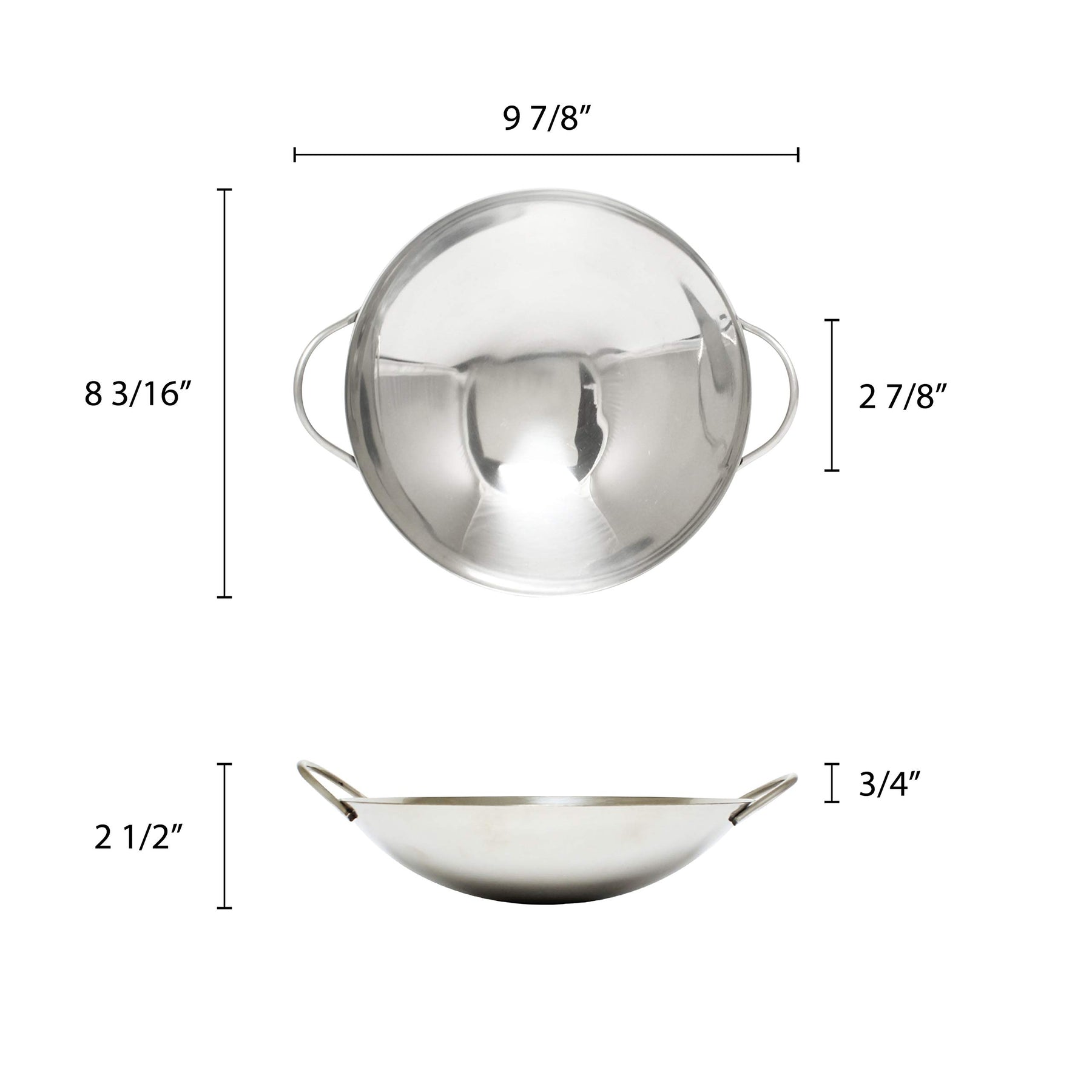 Thunder Group Stainless Steel Wok, 8-Inch view 2