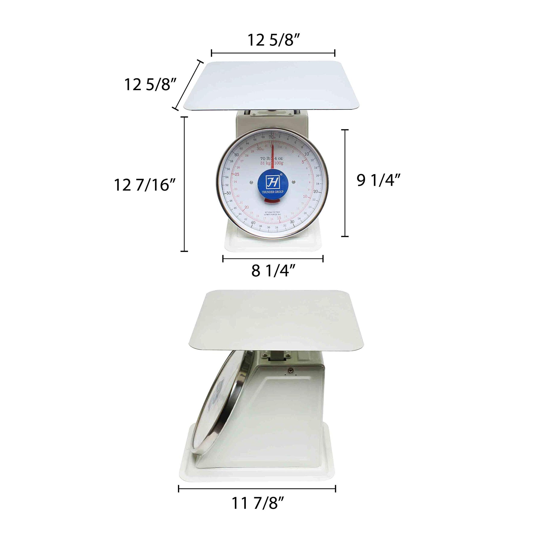 Thunder Group SCSL006 Scale, Portion, 70 lb. Capacity, Zero-Adjust dial, top Loading, Counter Model, Stainless Steel Platform, Enamel Finish view 2