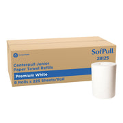Georgia-Pacific SofPull Junior Centerpull Premium Paper Towels, Commercial Bulk Dispenser Refills, 225 Sheets Per Roll, 8 Rolls Per Case, White, 28125
