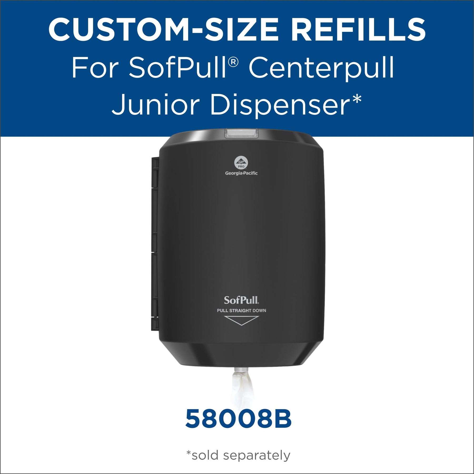 Georgia-Pacific SofPull Junior Centerpull Premium Paper Towels, Commercial Bulk Dispenser Refills, 225 Sheets Per Roll, 8 Rolls Per Case, White, 28125 view 7