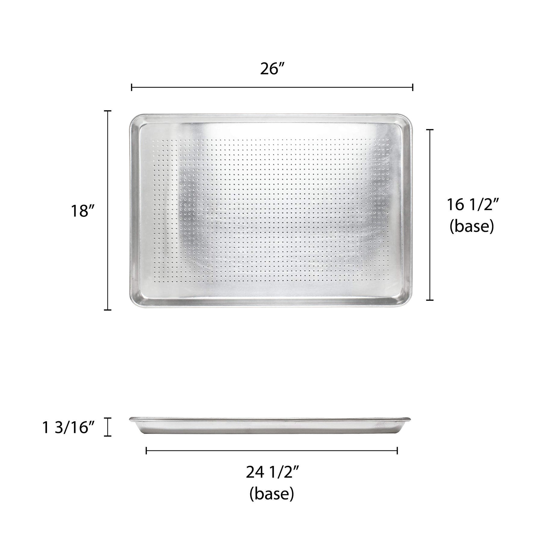 Excellante 18" X 26" Full Size Aluminum Sheet Pan, Perforated, Comes In Each view 2