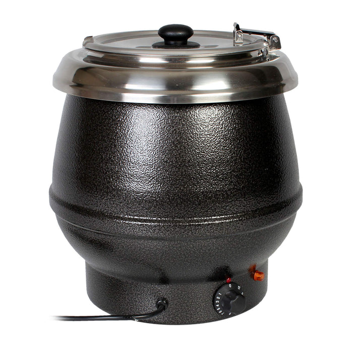 Thunder Group SEJ30000TW Soup Warmer, 10 Quart, hinged lid, Adjustable Temp Control, Stainless Steel Interior and Collar, Aluminum Body, epoxy Coated, Black, 600 watt, 110-120