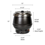 Thunder Group SEJ30000TW Soup Warmer, 10 Quart, hinged lid, Adjustable Temp Control, Stainless Steel Interior and Collar, Aluminum Body, epoxy Coated, Black, 600 watt, 110-120 view 2