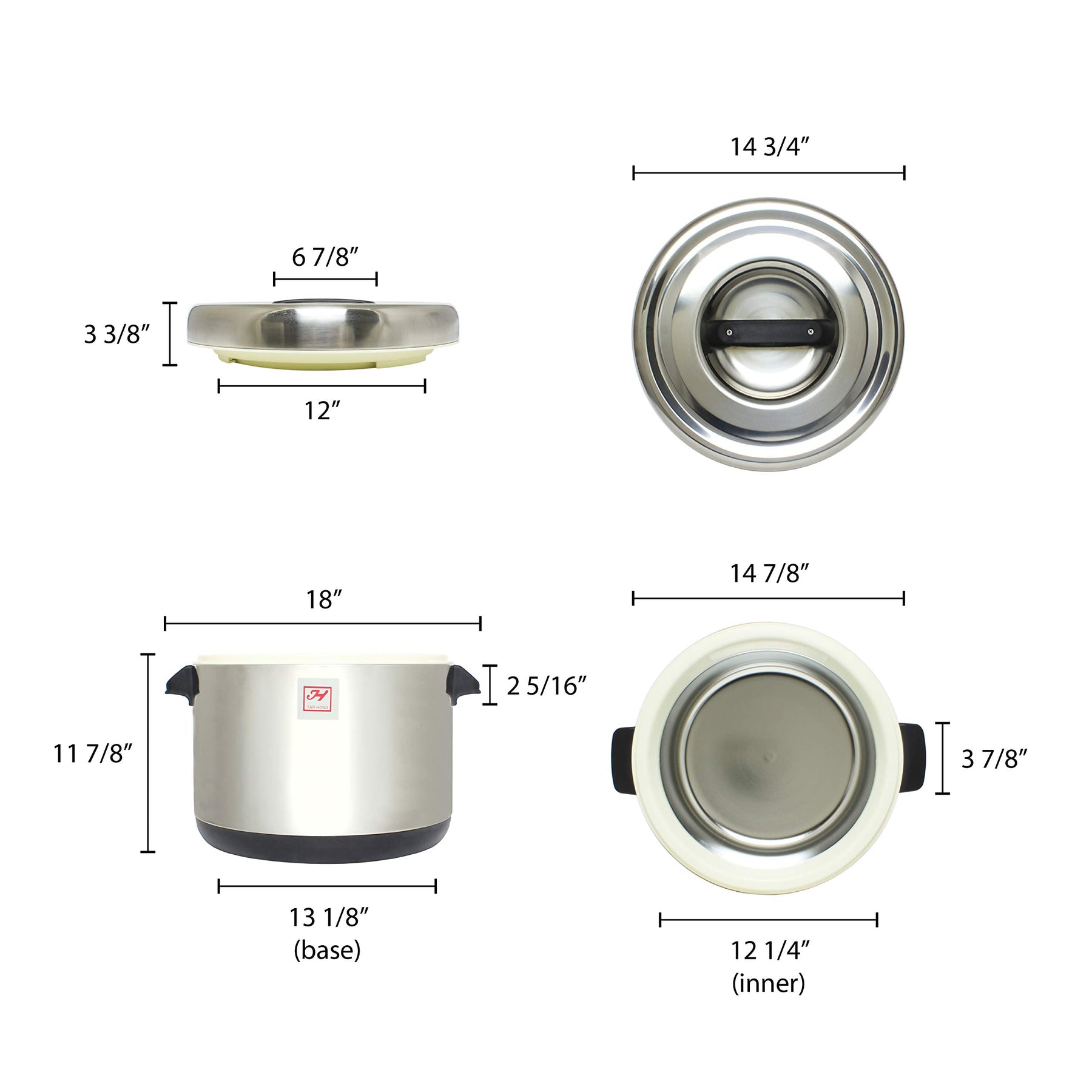 Thunder Group Insulated sushi pot - stainless steel - 60cups, comes in each view 2