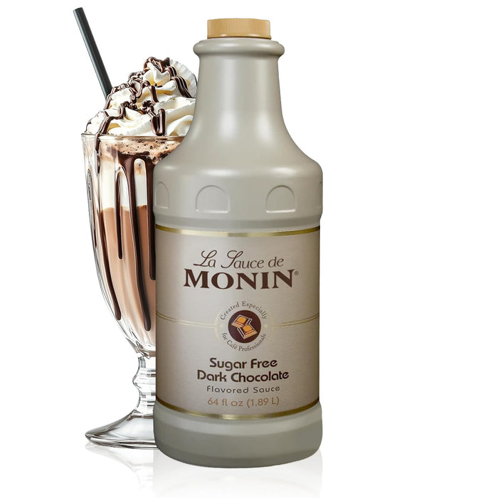 Monin - Sugar Free Dark Chocolate Sauce, Velvety and Rich, Great for Desserts, Coffee, and Snacks, Gluten-Free (64 Ounce)