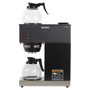 BUNN 33200.0015 VPR-2GD 12-Cup Pourover Commercial Coffee Brewer with Upper and Lower Warmers and Two Glass Decanters, Black, Stainless, Standard view 2